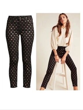 7 For All Mankind Black Dot Skinny Ankle Jeans Size 2